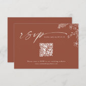Cartons Réponse Boho Qr Code Terracotta Burnt Orange Wedding (Devant / Derrière)