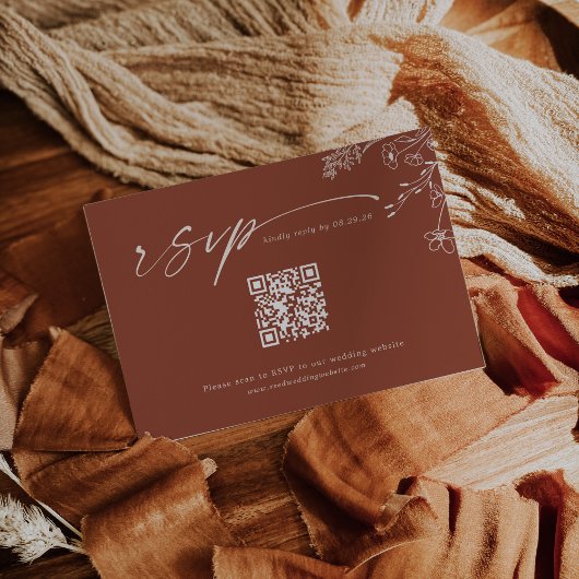 Cartons Réponse Boho Qr Code Terracotta Burnt Orange Wedding