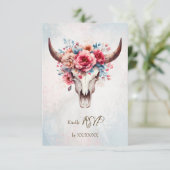 Cartons Réponse Boho Ressort Aquarelle Floral Vache Mariage crâne (Debout devant)