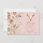 Cartons Réponse Boho rose Floral Mariage occidental (Devant)