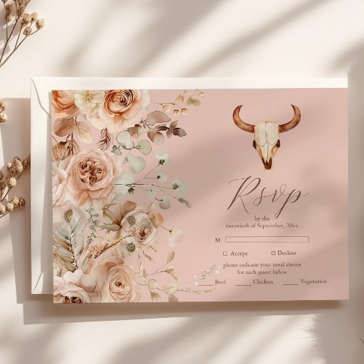 Cartons Réponse Boho rose Floral Mariage occidental