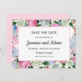 Cartons Réponse Boho rose Lilac bleu Fleurs Mariage Enregistrer la (Devant / Derrière)