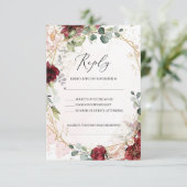 Cartons Réponse Boho rousse bordeaux rose et or géométrique (Debout devant)