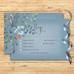 Cartons Réponse Boho Rust & Blue Floral Mariage Dîner Bleu<br><div class="desc">Cette carte de réponse mariage présente de belles flancs d'aquarelle bleu et orange brûlé sur un rectangle blanc doux placé sur un arrière - plan bleu poussiéreux. Doux et délicat,  parfait pour toute saison. Créé par Simply Farmhouse Press.</div>
