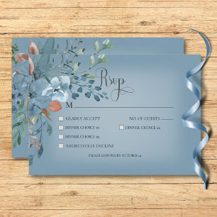 Cartons Réponse Boho Rust & Blue Floral Mariage Dîner Bleu