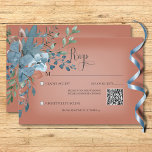 Cartons Réponse Boho Rust & Blue Floral Mariage Rust QR Code<br><div class="desc">Cette carte de réponse mariage présente de belles flancs d'aquarelle bleu et orange brûlé sur un rectangle blanc doux placé sur un arrière - plan de rouille orange brûlé. Doux et délicat,  parfait pour toute saison. Créé par Simply Farmhouse Press.</div>