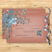 Cartons Réponse Boho Rust & Blue Floral Mariage Rust QR Code