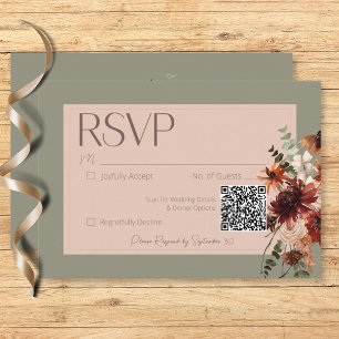 Cartons Réponse Boho Rust & Chute Neutre Floral Sage Mariage vert