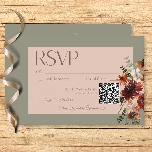 Cartons Réponse Boho Rust & Chute Neutre Floral Sage Mariage vert