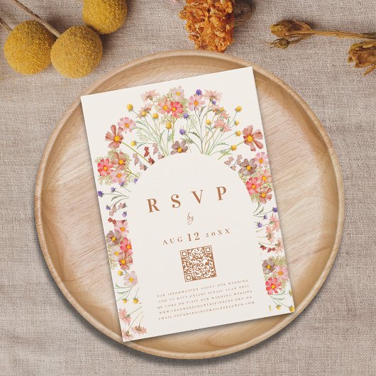 Cartons Réponse Boho Rustic Fall Floral Options de repas
