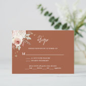 Cartons Réponse Boho Rustic Floral Terracotta Mariage (Debout devant)