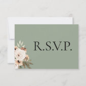 Cartons Réponse Boho Rustic Sage Green Mariage (Devant)