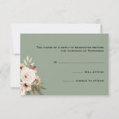 Cartons Réponse Boho Rustic Sage Green Mariage (Dos)