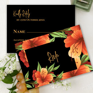 Cartons Réponse Boho Rustique Aquarelle Orange Floral Mariage