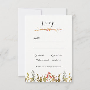 Cartons Réponse Boho Rustique Boho Bois Animaux Aquarelle Mariage
