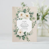 Cartons Réponse Boho Rustique – Élégantes Roses Blanches & Lin Bei (Debout devant)