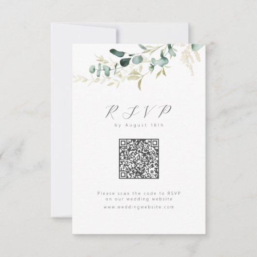 Cartons Réponse Boho rustique eucalyptus mariage de code QR (Devant)