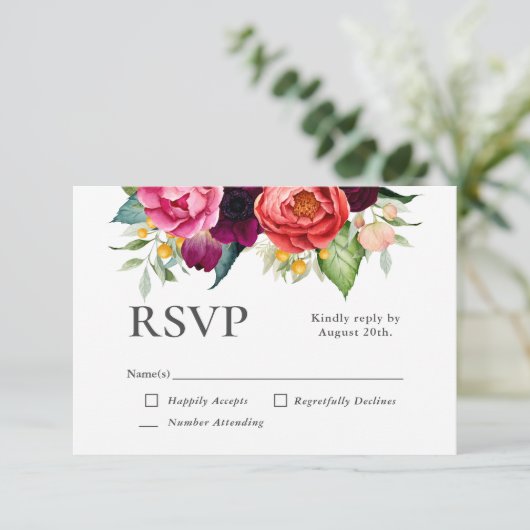 Cartons Réponse Boho rustique Mariage floral (Debout devant)