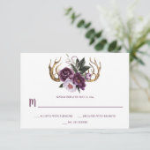Cartons Réponse Boho rustique Plum violet Peoneries rose Antlers (Debout devant)