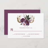 Cartons Réponse Boho rustique Plum violet Peoneries rose Antlers (Devant / Derrière)