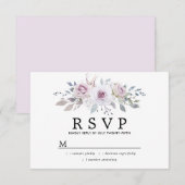 Cartons Réponse Boho rustique violet Rose Floral Quinceanera (Devant / Derrière)