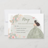 Cartons Réponse Boho Sage Green Blush Pink Quinceañera (Devant)