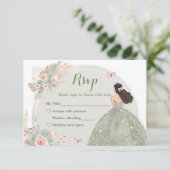 Cartons Réponse Boho Sage Green Blush Pink Quinceañera (Debout devant)
