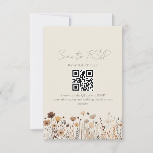 Cartons Réponse Boho Sage Green Mariage QR Code (Devant)