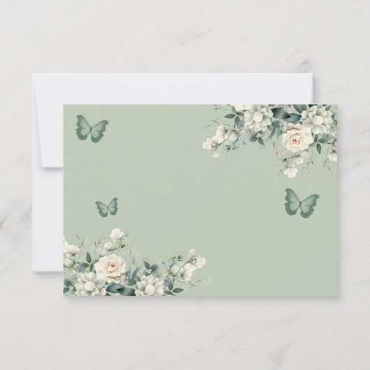 Cartons Réponse Boho Sage Vert Roses Blanches Princesse XV Años Ré (Dos)
