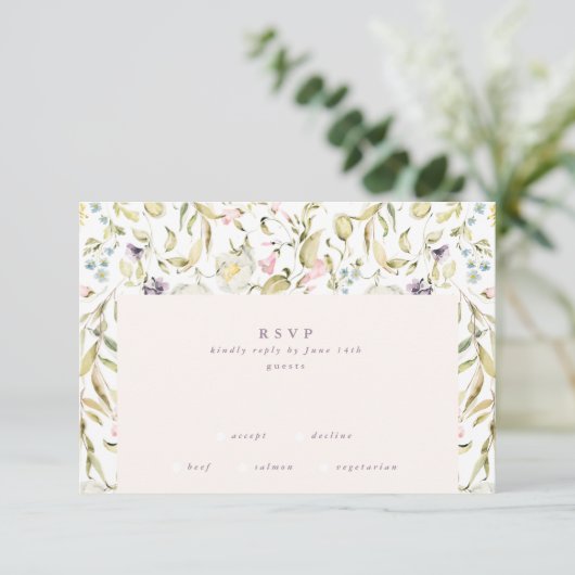 Cartons Réponse Boho Spring Elegant Botanical Florals Mariage Mur (Debout devant)