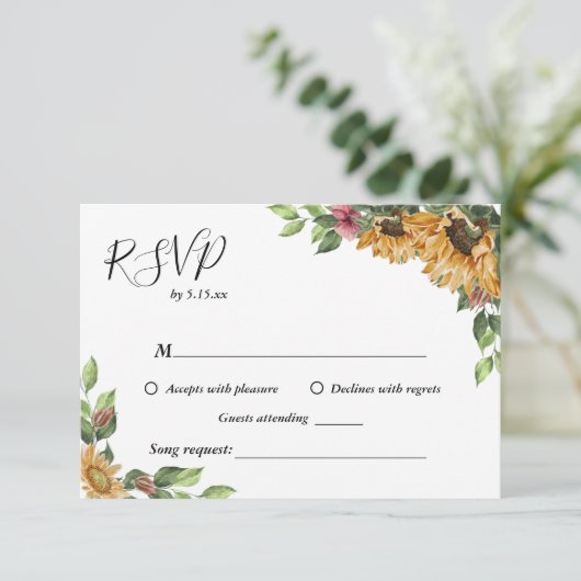 Cartons Réponse Boho Sunflower Chanson Demande de Mariage (Debout devant)