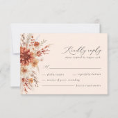 Cartons Réponse Boho Terracotta Dahlia Fleur sauvage Mariage éléga (Devant)