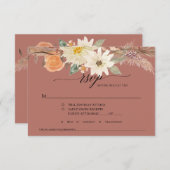 Cartons Réponse BOHO Terracotta Fall Floral Pampas Grass Mariage (Devant / Derrière)
