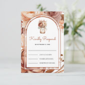 Cartons Réponse Boho Terracotta Floral Mason Jar Wedding (Debout devant)
