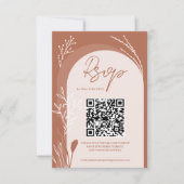 Cartons Réponse Boho terracotta floral Qr code script arch mariage (Devant)