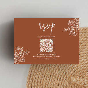 Cartons Réponse Boho Terracotta Orange Brûlé Code QR de Mariage