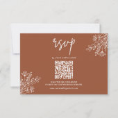 Cartons Réponse Boho Terracotta Orange Brûlé Code QR de Mariage (Devant)