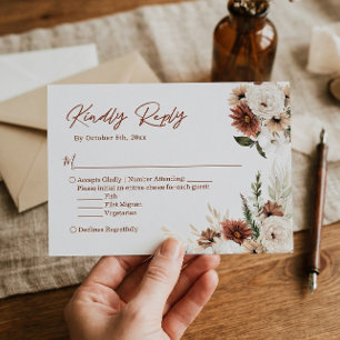 Cartons Réponse Boho Terracotta Pampas Grass Mariage Floral