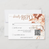 Cartons Réponse Boho Terracotta Pêche & Crème Floral Code QR (Devant)
