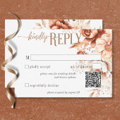 Cartons Réponse Boho Terracotta Pêche & Crème Floral QR Code