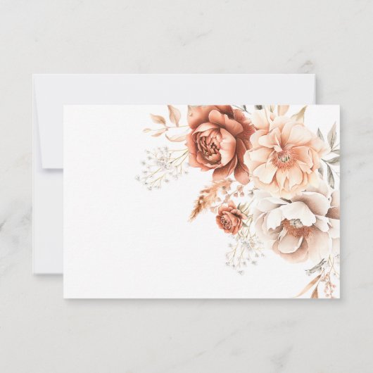 Cartons Réponse Boho Terracotta Pêche & Crème Floral QR Code (Dos)