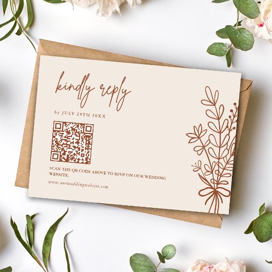 Cartons Réponse Boho Terracotta Répondre aimablement Code QR de ma