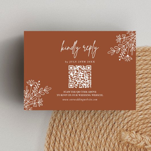 Cartons Réponse Boho Terracotta Répondre aimablement Code QR de ma
