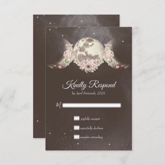 Cartons Réponse Boho Triple Moon Phases & Stars Handfasting (Devant / Derrière)