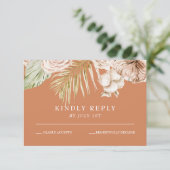 Cartons Réponse Boho Tropical Floral et palm terre cuite mariage R (Debout devant)