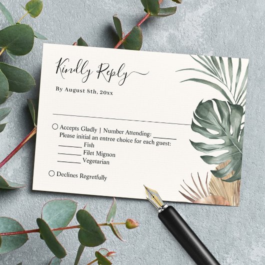 Cartons Réponse Boho Tropical Monstera Feuille Mariage