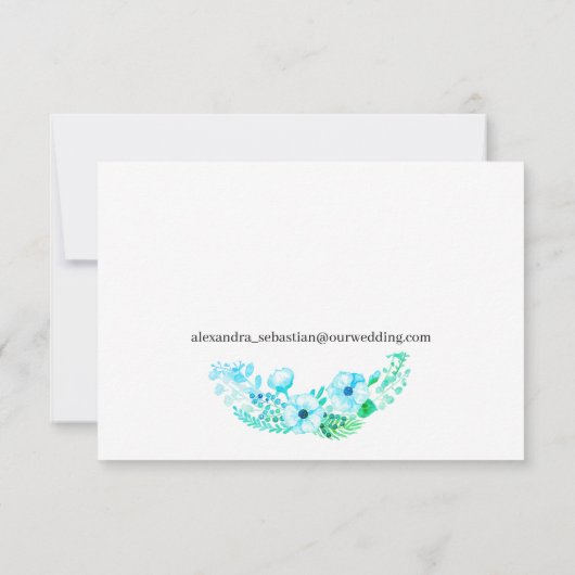 Cartons Réponse Boho Turquoise Poppies et Ferns Mariage (Dos)