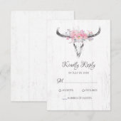 Cartons Réponse Boho Vache Crâne Floral Blush Rose Aquarelle Rose (Devant / Derrière)