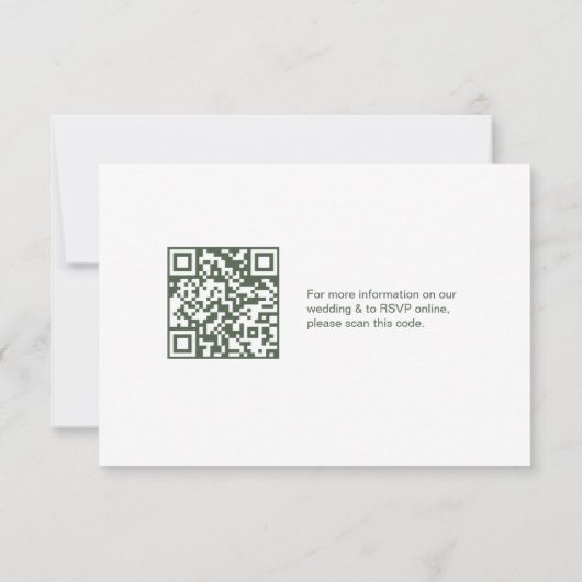 Cartons Réponse Boho vert Floral aquarelle site Mariage QR Code (Dos)