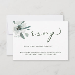 Cartons Réponse Boho vert Floral aquarelle site Mariage QR Code